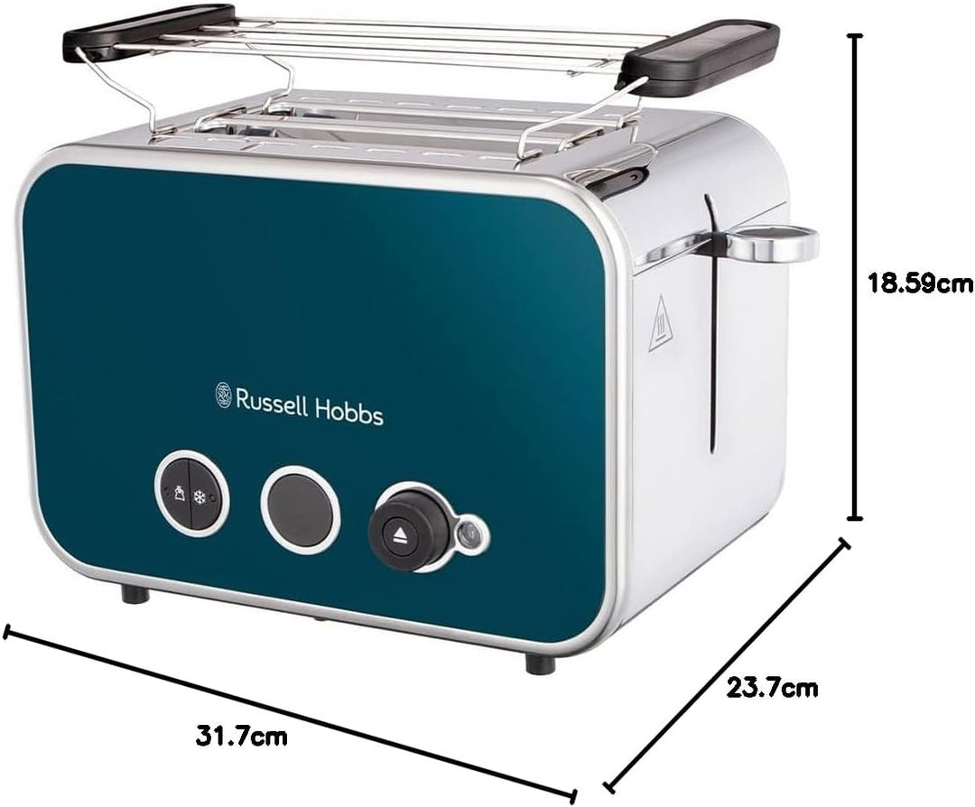 Russell Hobbs Toaster [für 2 Scheiben] Distinctions Edelstahl Ocean Blue (extra breite Toastschlitze