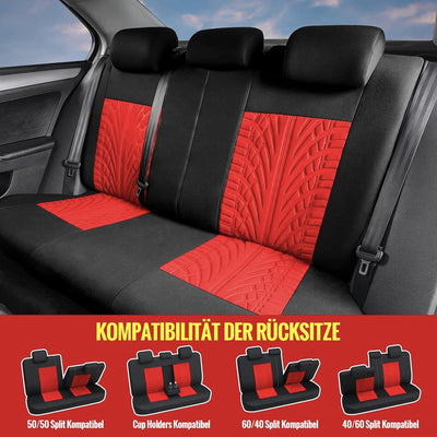 AUTOYOUTH Autositzbezüge Universal Fit Komplettset Autositzschoner Reifenschienen Autositzzubehör, R