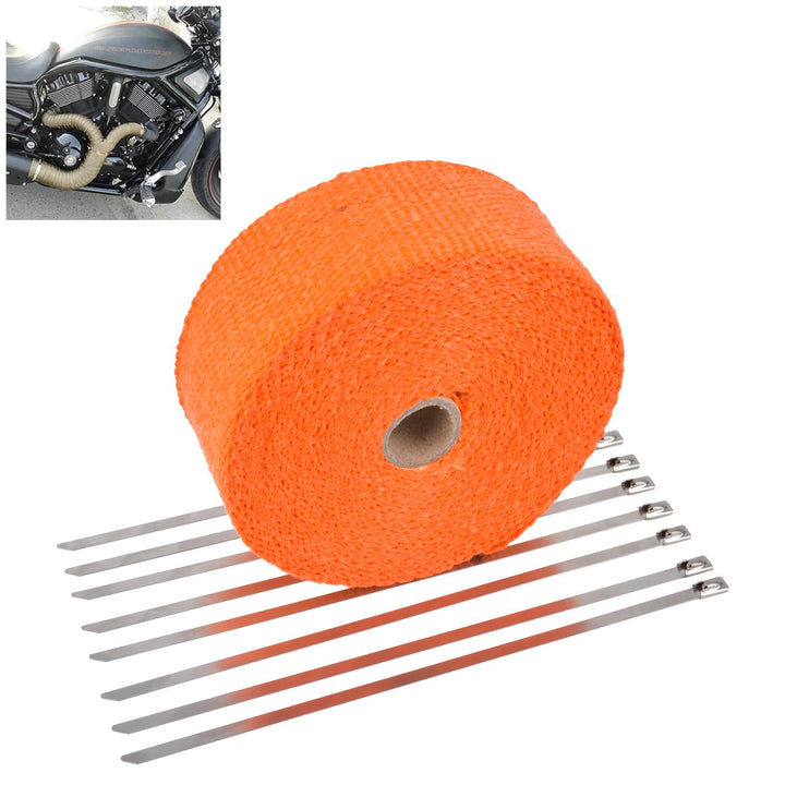 KaTur 2 "x50Ft Auspuff Heat Wrap Tap Header Glasfaser Wrap Kit mit 8 Stück 11,8 Zoll Edelstahl Versc