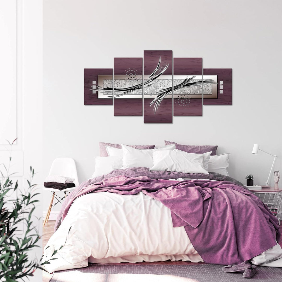Runa Art - Bilder Abstrakt 200 x 100 cm 5 Teilig XXL Wanddekoration Design Grau Rosa Schwarz 103951c