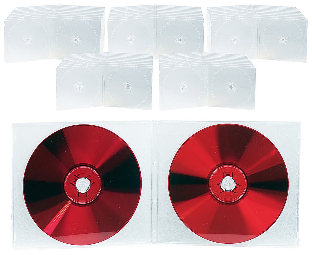 PEARL DVD Hüllen: Doppel CD Slim Soft Boxen im 50er-Set, 7 mm, transparent (Leere CD-Hüllen, Softbox