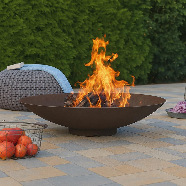 Feuerschale 100 cm gross aus Cortenstahl 2,5 mm Feuerstelle rund Metall Feuer Schale für den Garten