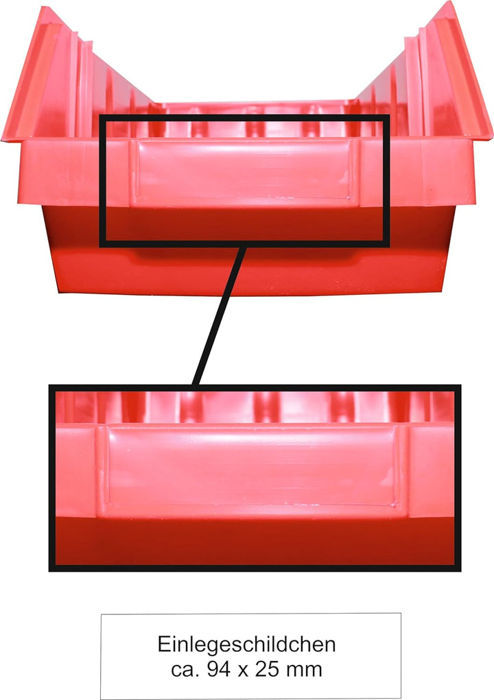 S&amp;S-Shop 15 Stapelboxen Rot Gr.4 | aus hochwertigem Kunststoff | mit Schildcheneinschub | Lagerkiste