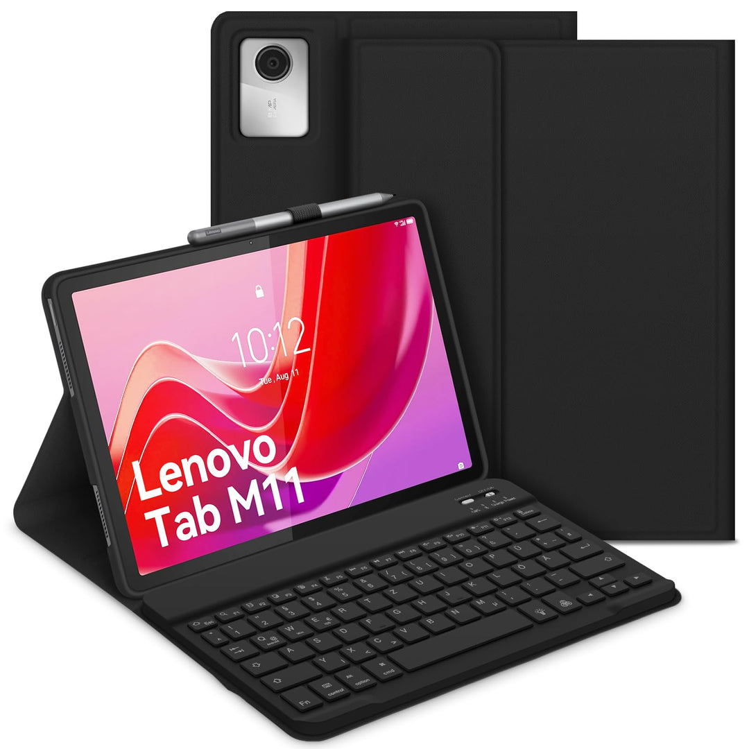 Bettdow für Lenovo Tab M11 2024 11" Tastatur Hülle, QWERTZ Abnehmbare Tastatur mit Schutzhülle für L