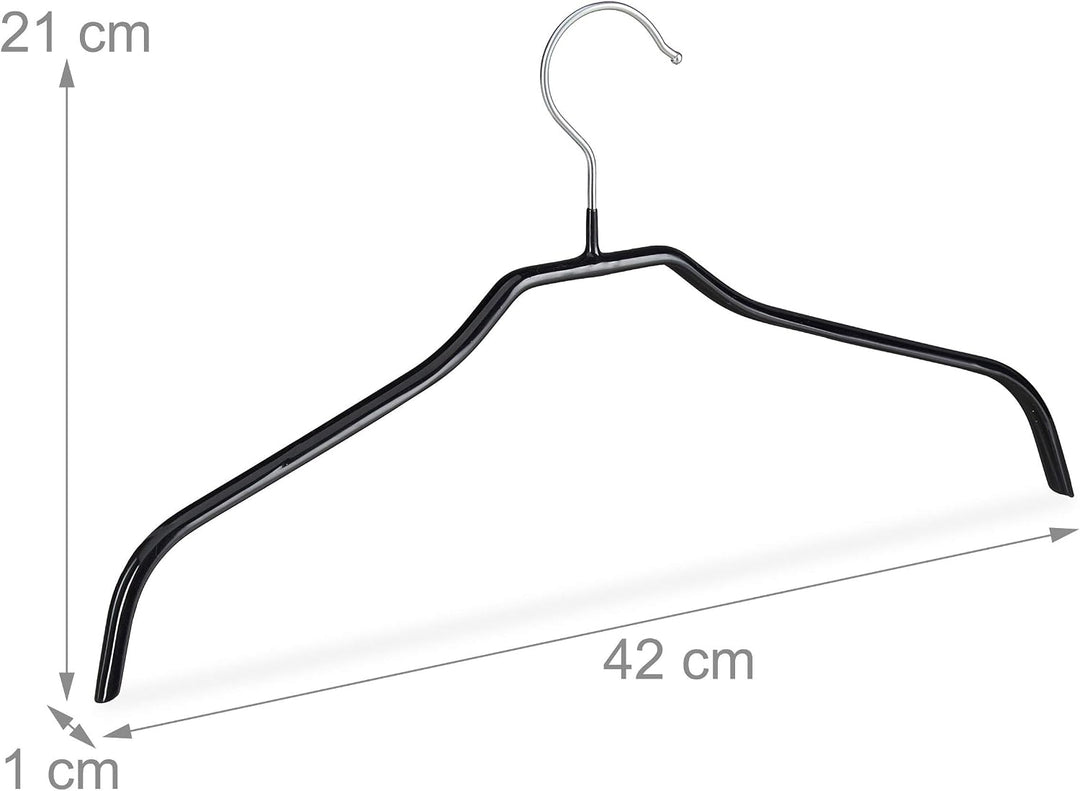 Relaxdays rutschfeste Kleiderbügel, Hemdenbügel, Blusenbügel mit Gummiummantelung, Metall, 42 cm, ve
