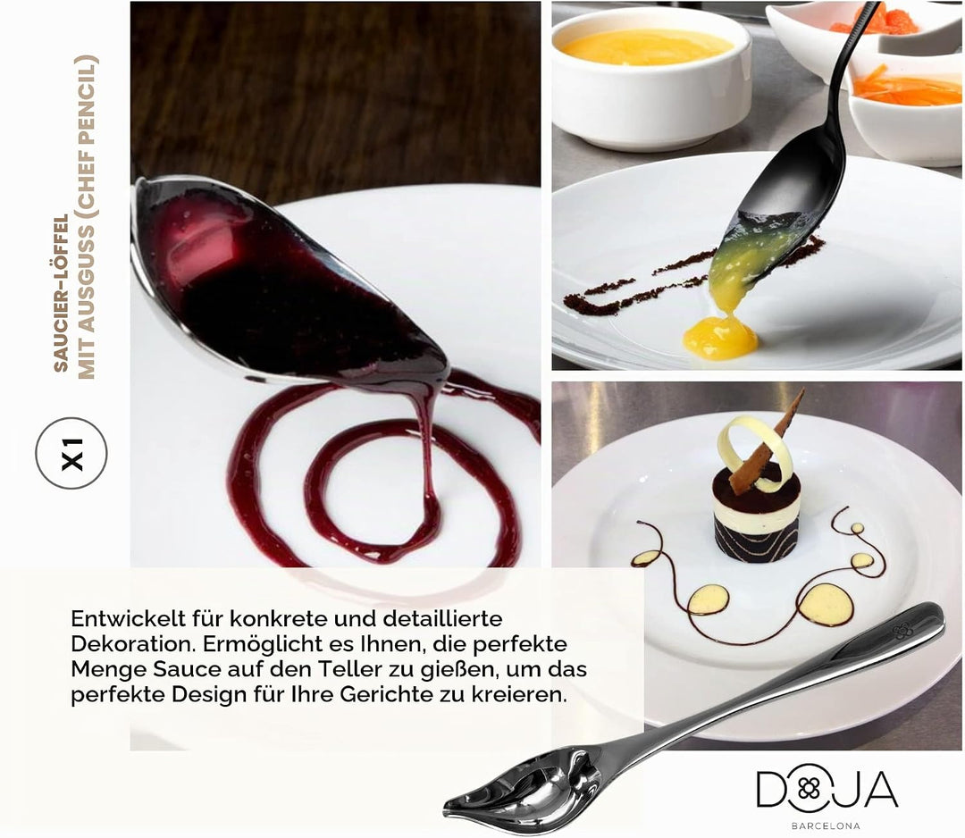 DOJA Barcelona | Kueche Chef Kochutensilien | Farbe: Schwarz | 7 Utensilien Edelstahl Plating Kit |