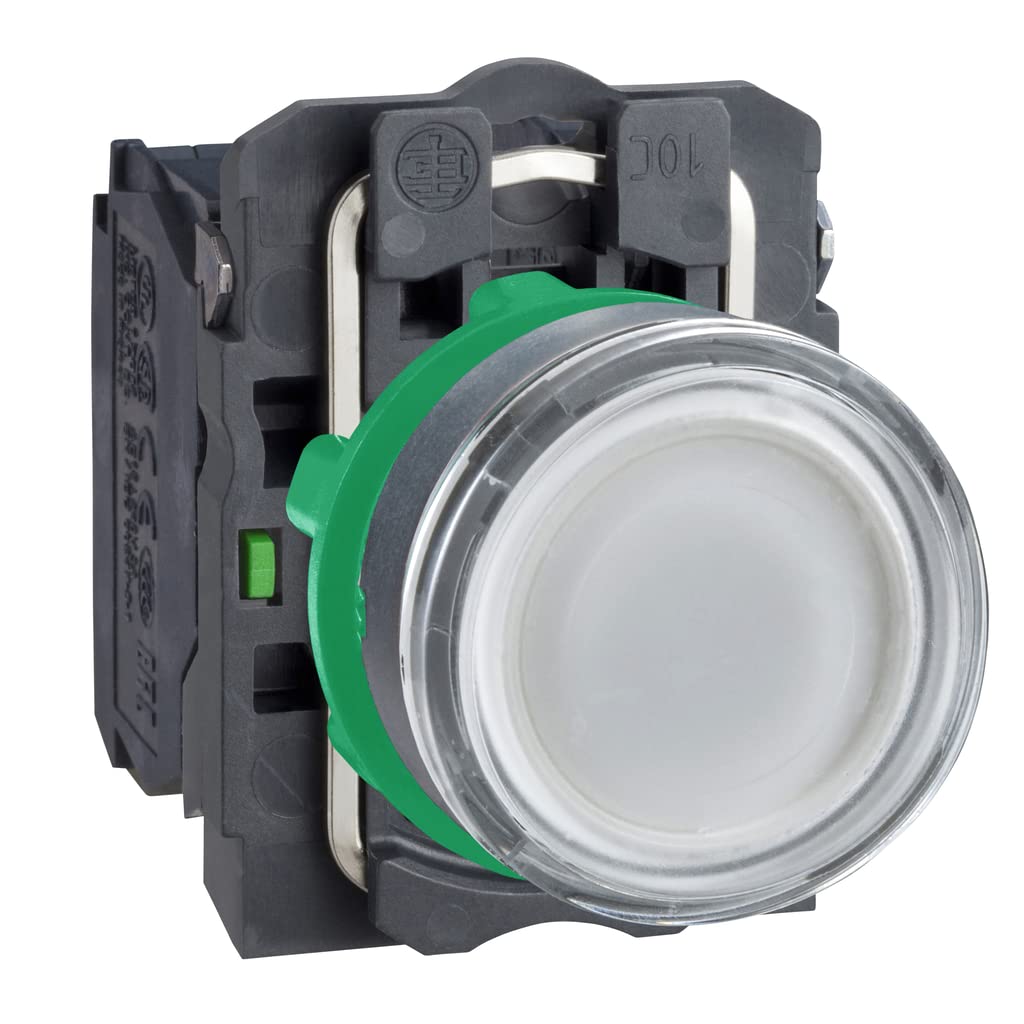 Schneider Electric | XB5AW31B5 - Leuchtdrucktaster, weiss, flach, 1S+1Ö, tastend, 24V AC/DC, LED wei