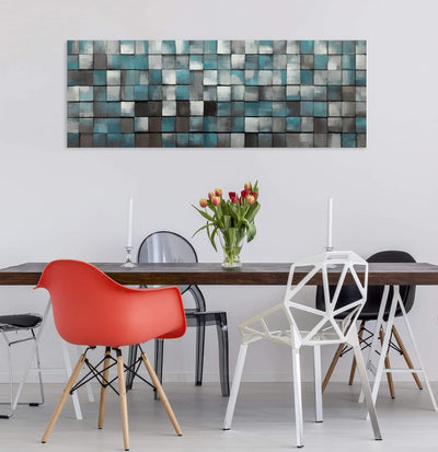 KunstLoft Wanddeko Holz rustikal | 100% HANDGEFERTIGT | 150x50x7cm | Holzbild 'Ruhe des Blauen' | Ab