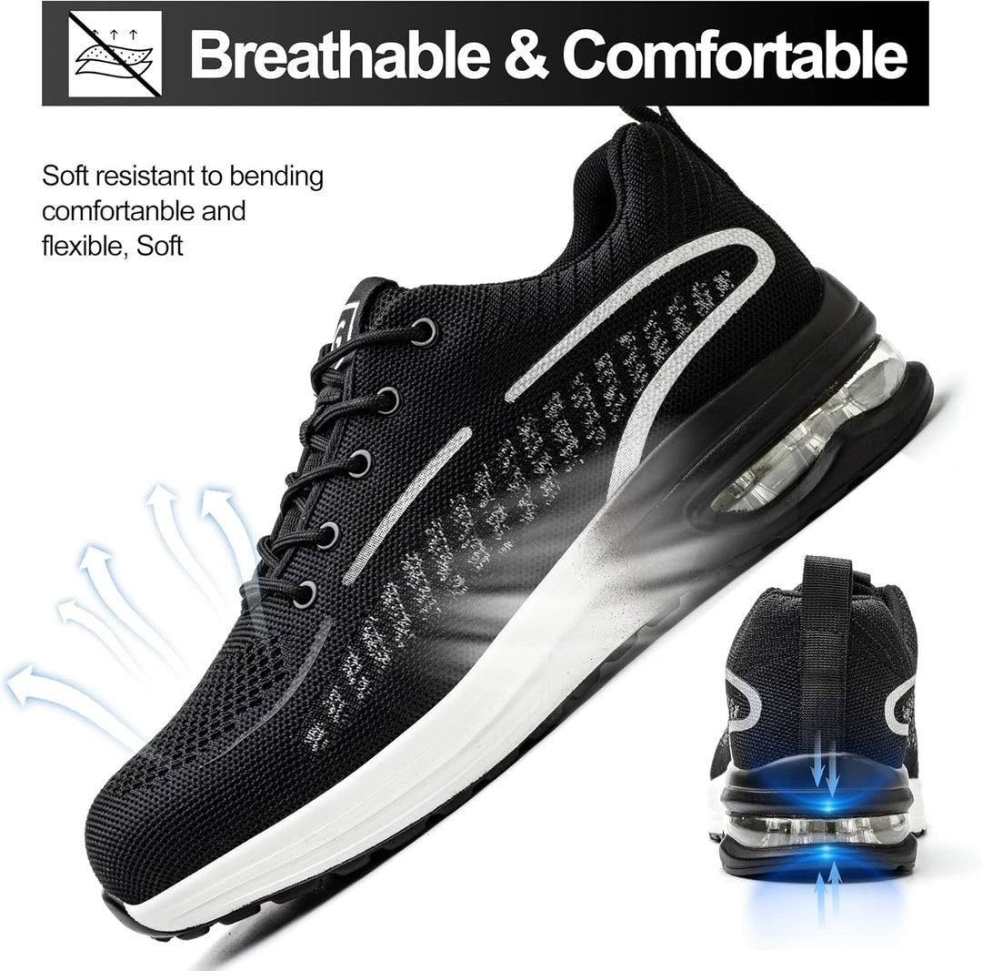 YEKOYIOO Sicherheitsschuhe Herren Damen Arbeitsschuhe mit Stahlkappe Sneaker Schutzschuhe 40 EU Grau