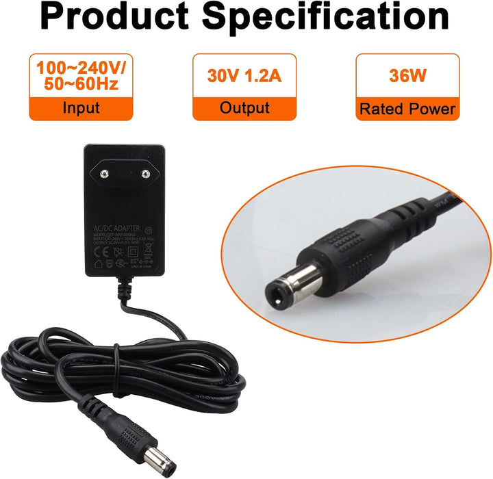 30V Netzteil-Ladekabel für BuTure JR200, JR400, JR500, JR600, VC40, VC50, VC70, VC80 25,9V Akku-Stau
