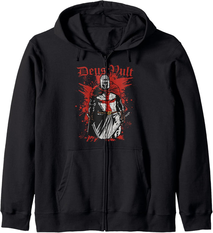 Deus Vult Kreuzritter Tempelritter Mittelalter Kapuzenjacke