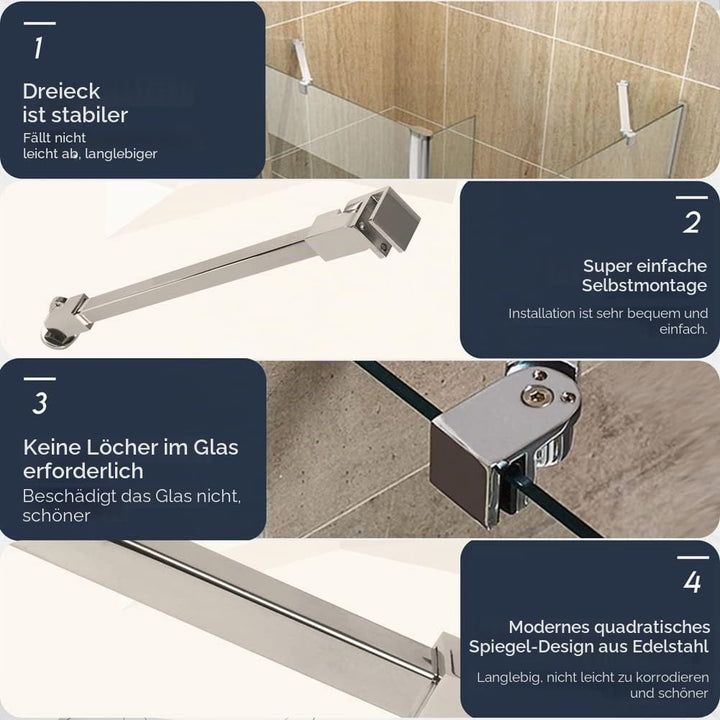 40 cm Edelstahl rahmenlose Dusche Tür Feste seitenwandplatte wall-to-glass Unterstützung Bar für 6mm