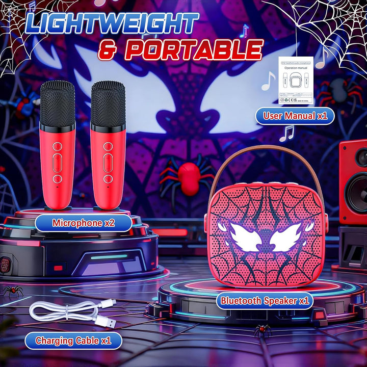 Spider Karaoke Maschine Kinder mit 2 Bluetooth Mikrofon - Weihnachts Geschenke Spielzeug für Mädchen