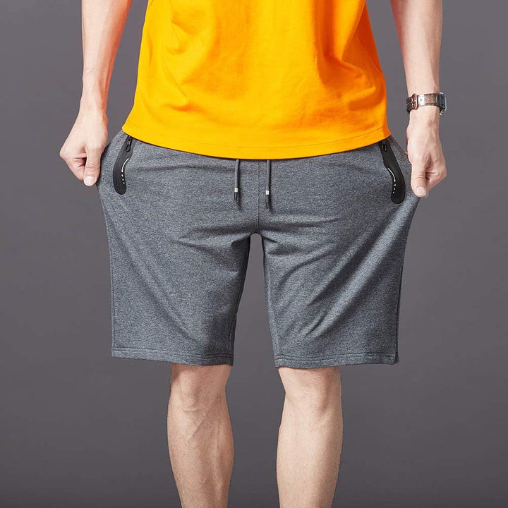 JustSun Sport Shorts Kurze Hosen Herren Baumwolle Mit ReissverschlussTaschen S Grau, S Grau