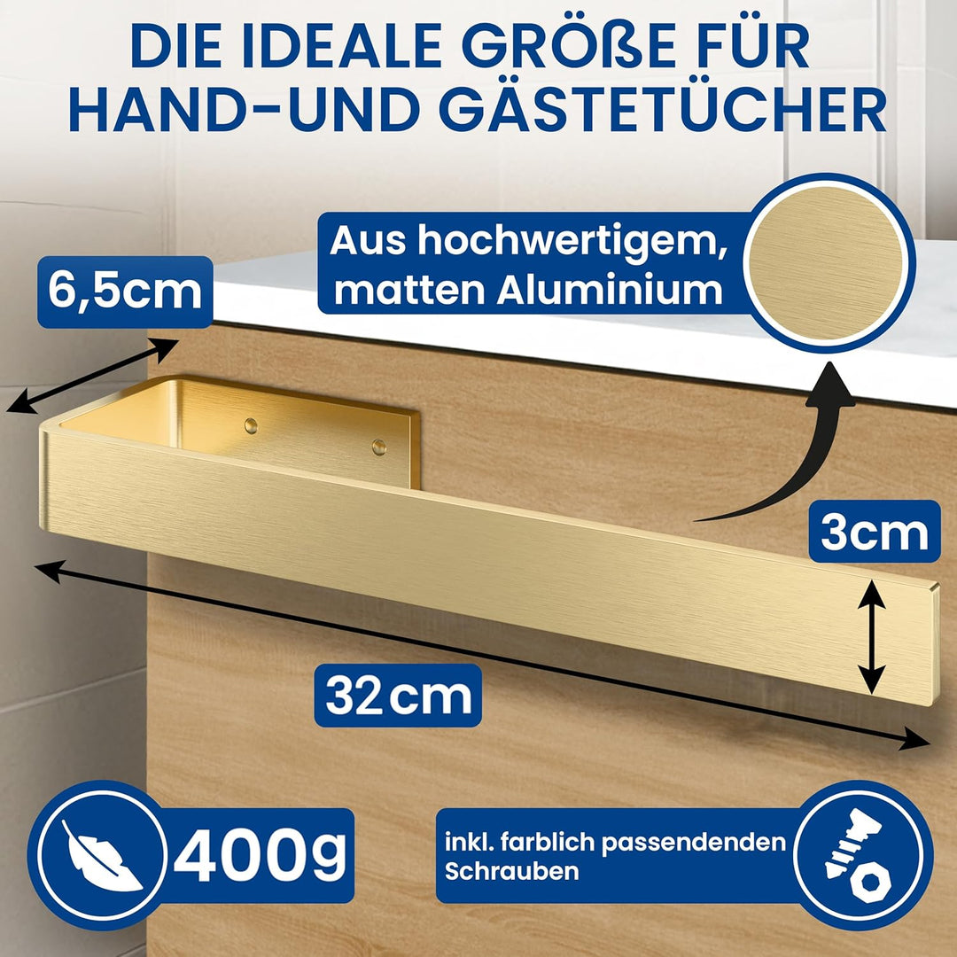 rtmr Handtuchhalter Schrankmontage, zum Bohren, Messing, Premium Gästehandtuchhalter aus Aluminium,