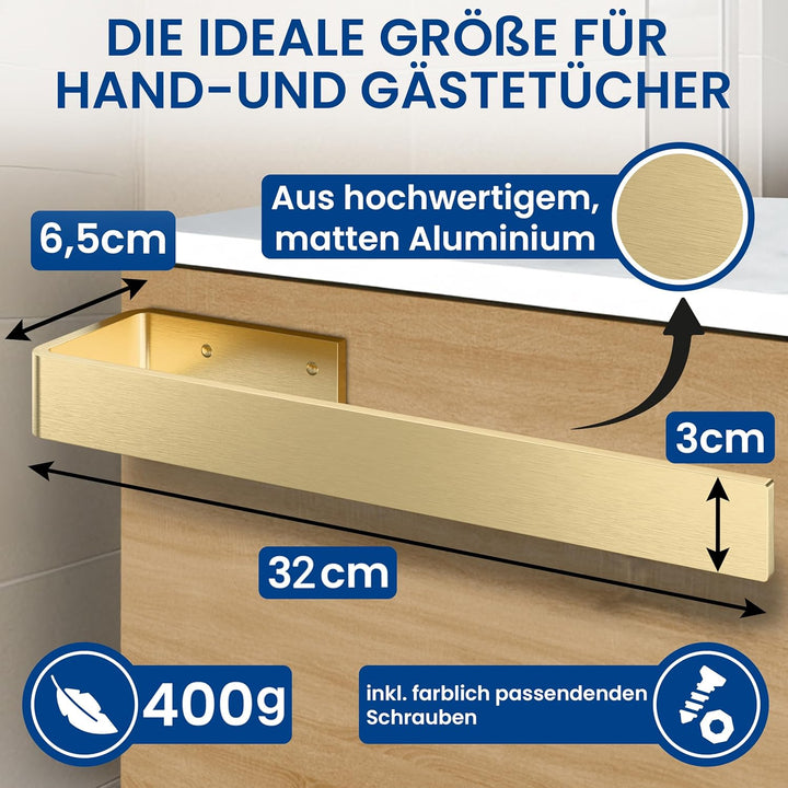 rtmr Handtuchhalter Schrankmontage, zum Bohren, Messing, Premium Gästehandtuchhalter aus Aluminium,