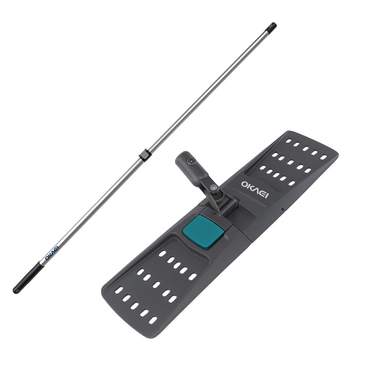 OKAEI Mophalter 40 cm + Alu Teleskopstiel 80–145 cm – Set – Profi Bodenwischer-System mit 360° Drehk