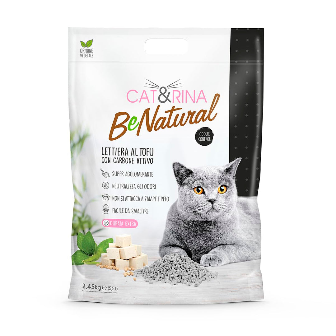 Cat&Rina BeNatural Tofu Katzenstreu, pflanzlich und stark klumpend. Biologisch abbaubar und in der T