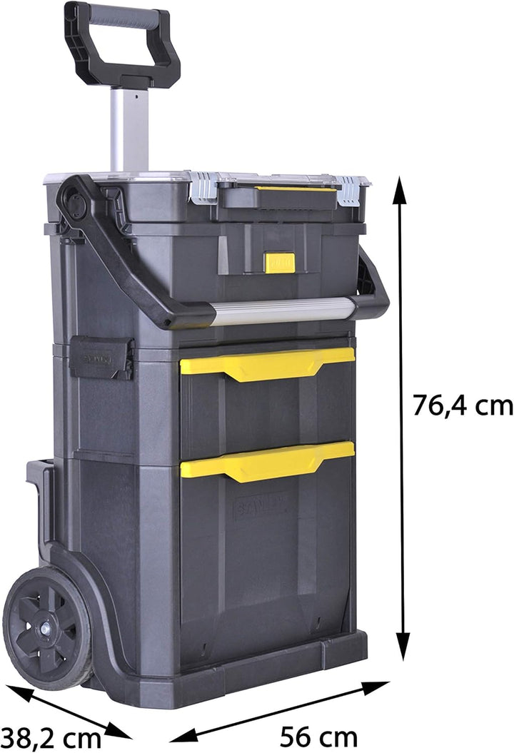 STANLEY 2in1 Rollende Werkstatt Werkzeugkoffer leer Werkzeugkasten (53 x 75.60 x 32 cm, Werkzeugtrag