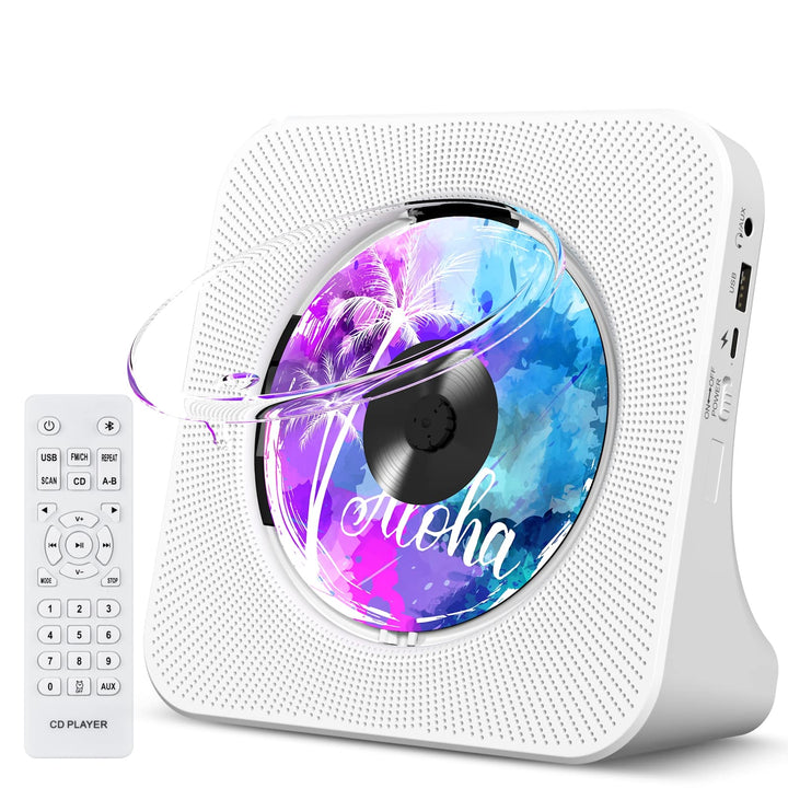 Tragbarer CD-Player mit Bluetooth, Gueray Desktop für zu Hause, Eingebaute Doppelte HiFi-Lautspreche