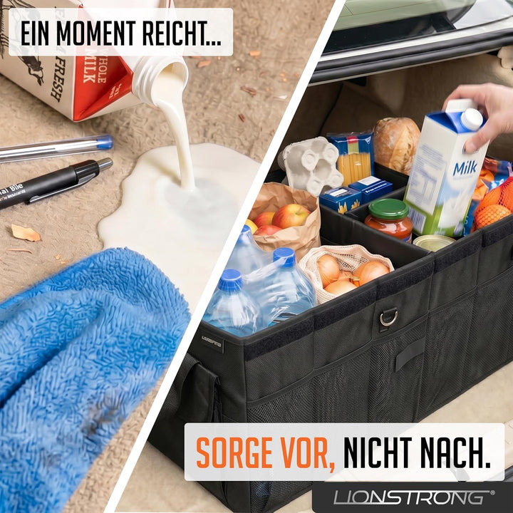 LIONSTRONG® Kofferraum-Organizer Box – Faltbare & rutschfeste Aufbewahrungsbox mit Tragegriffen und