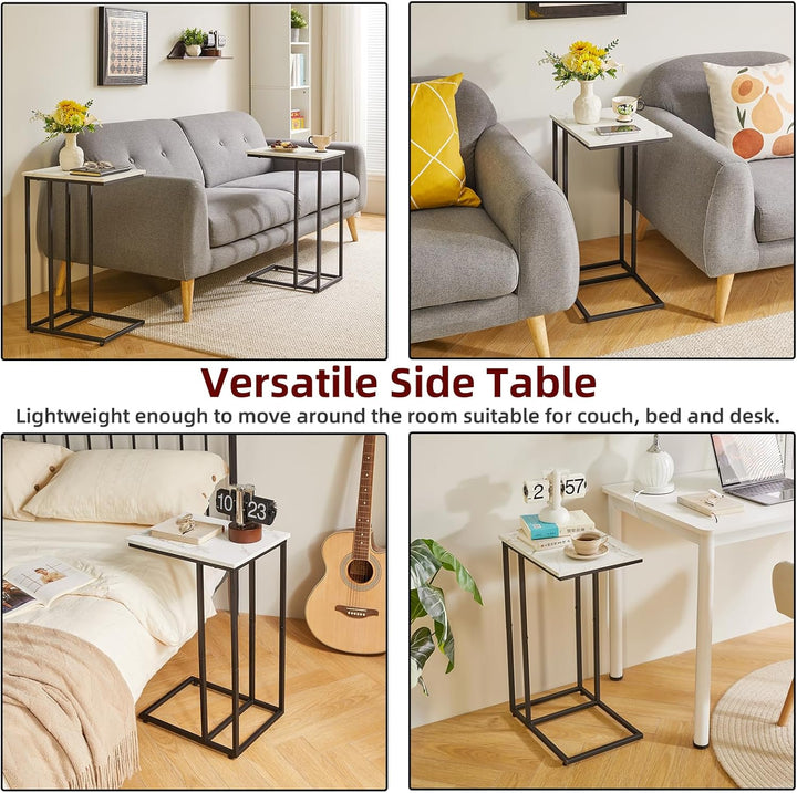 Aibiju Beistelltisch C Form, Beistelltische Wohnzimmertisch mit Metallgestell für Wohnzimmer, Schlaf