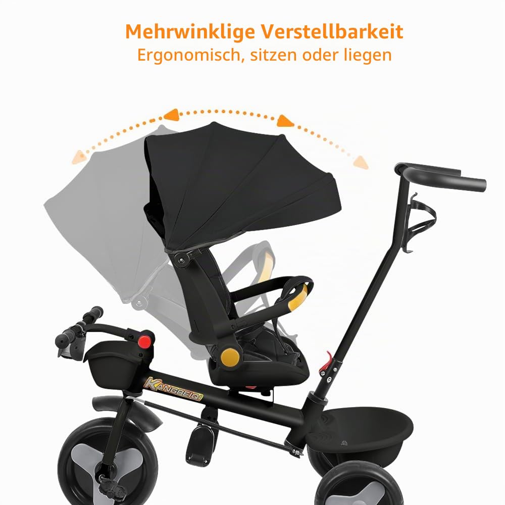 Kompakter Kinderwagen – bis 25 kg, neigbar, faltbar, mit Getränkehalter, Regenschutz, Sonnenblende (