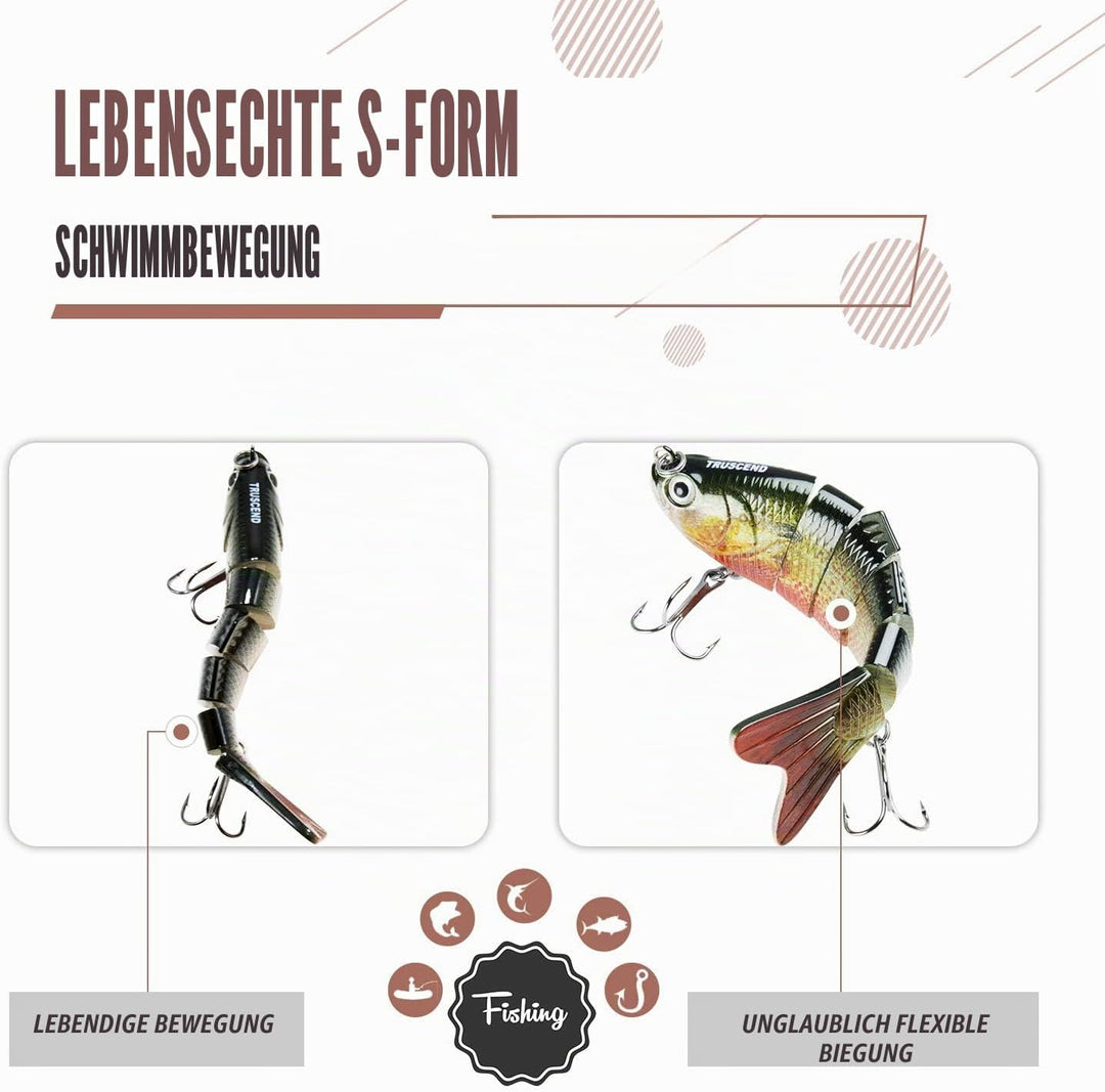 TRUSCEND Kunstköder Hecht, Fisch Köder für Zander Barsch Forellen Wobbler Swimbait, Angelköder Fisch