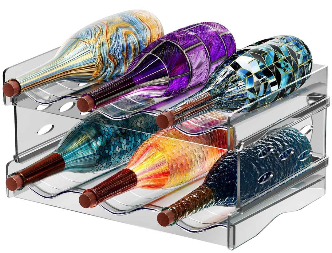 Flaschenregal Stapelbar 2er Fasst 6 Behälter Flaschen Organizer Schrank Flaschenaufbewahrung Flasche