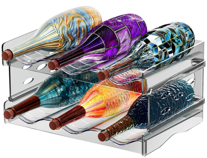 Flaschenregal Stapelbar 2er Fasst 6 Behälter Flaschen Organizer Schrank Flaschenaufbewahrung Flasche