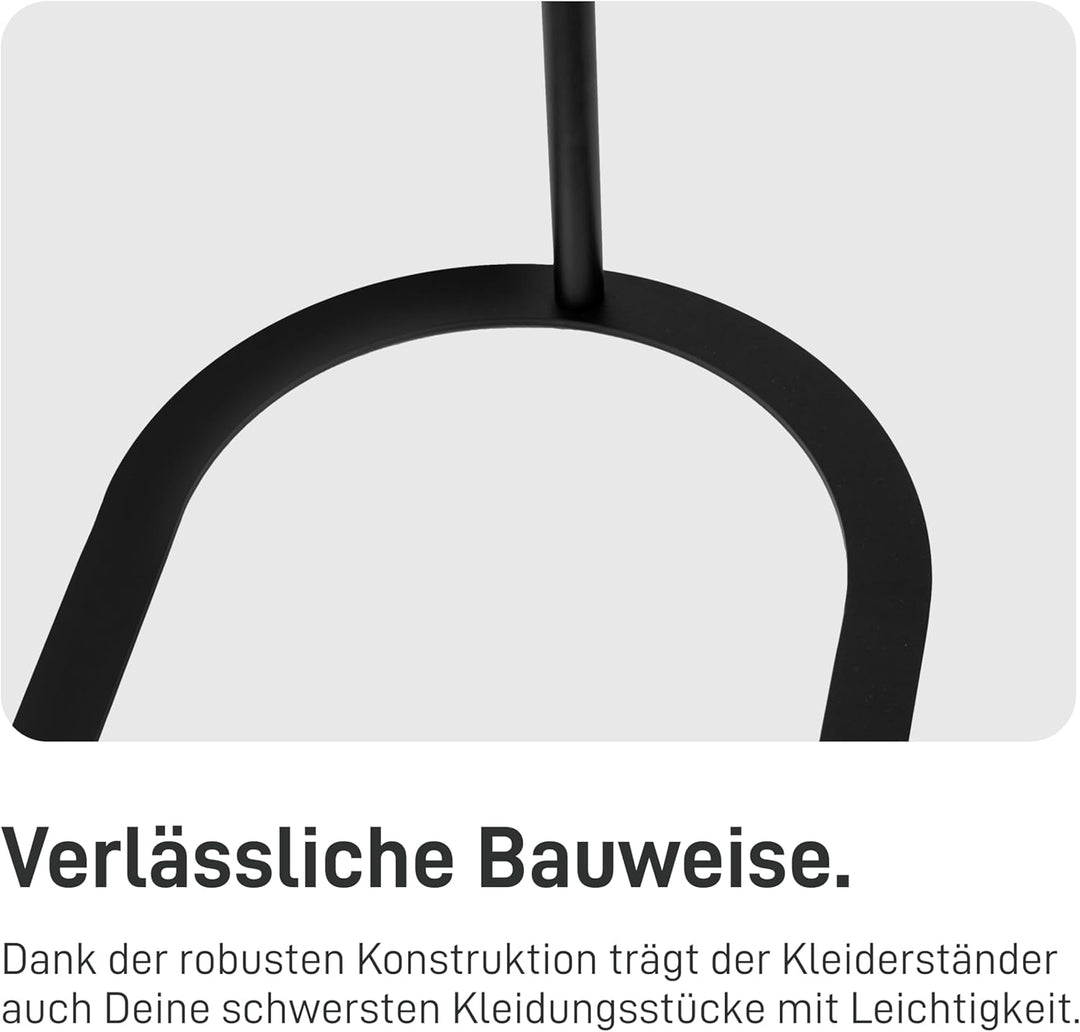 Natural Goods Berlin Kleiderständer OVAL - Kleiderstange Schwarz 160 cm x 80 cm - Stehender Metall K