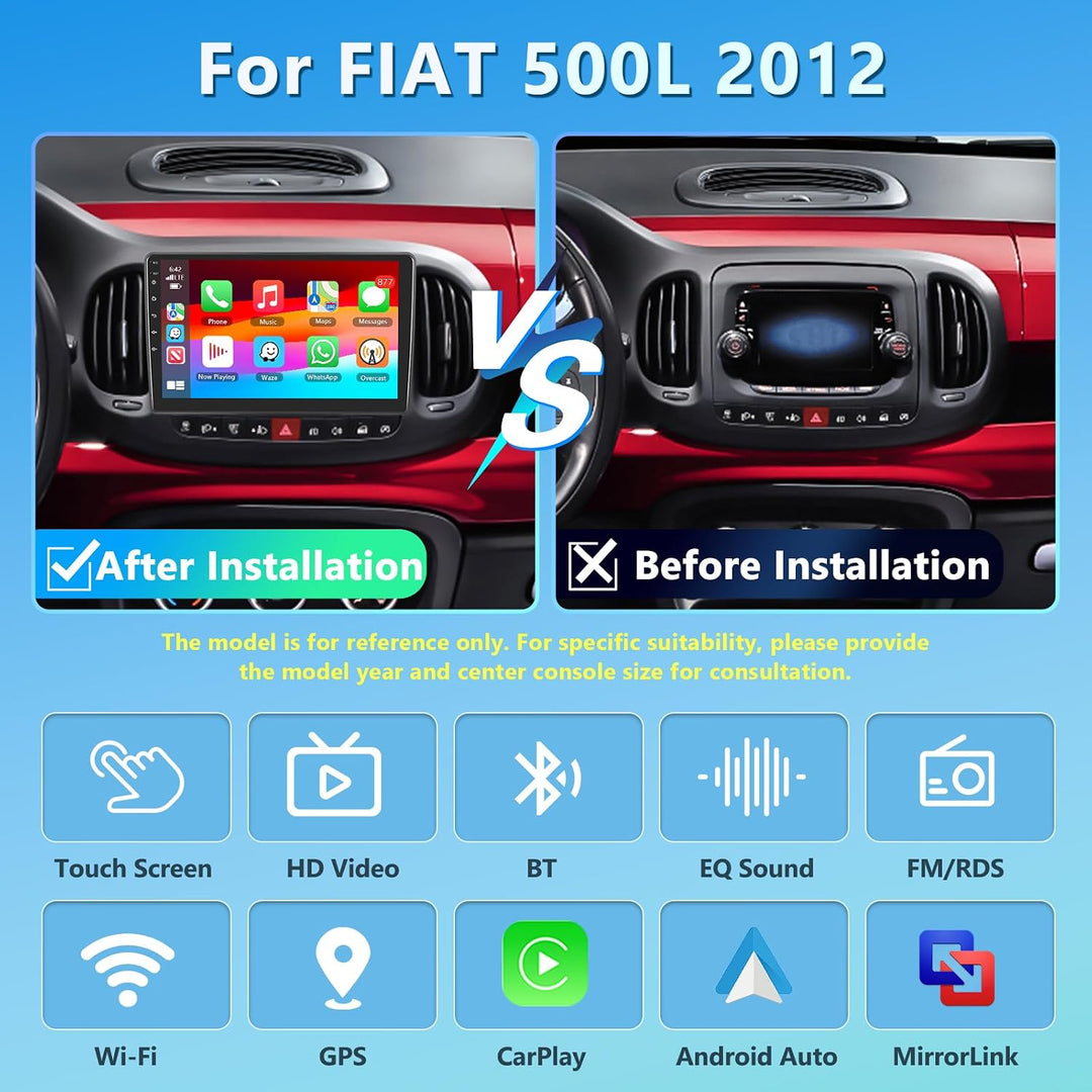 4GB+64GB Autoradio für FIAT 500L 2012 Radio mit Wireless Carplay, 10 Zoll Bildschirm Android Auto Ca