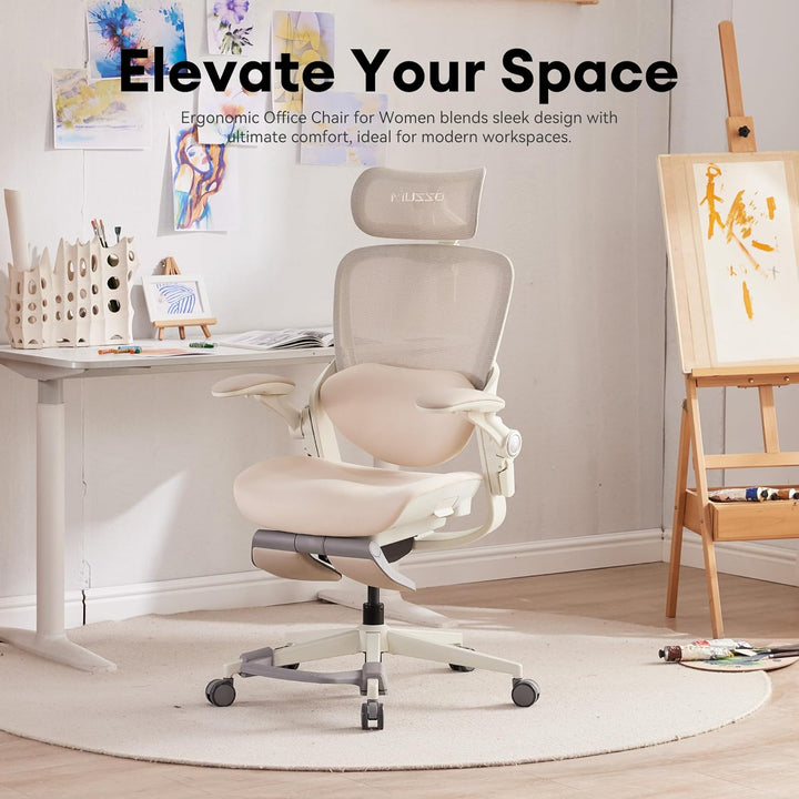 MUSSO E80 Muse FemmePosture™ Ergonomischer Bürostuhl für Frauen - 135° Neigung & 3D-Lendenstütze, 17