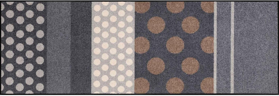 Salonloewe Fussmatte waschbar Glamour Dots grau 60x180 cm Sauberlaufmatte Wohn-Teppich Läufer Design