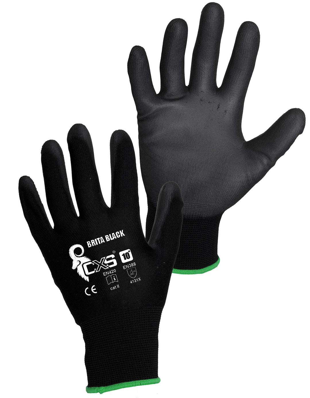 CXS Brita Arbeitshandschuhe - Rutschfeste Montagehandschuhe Nahtlos (6 (2 pack), Schwarz) 6 (24 paar