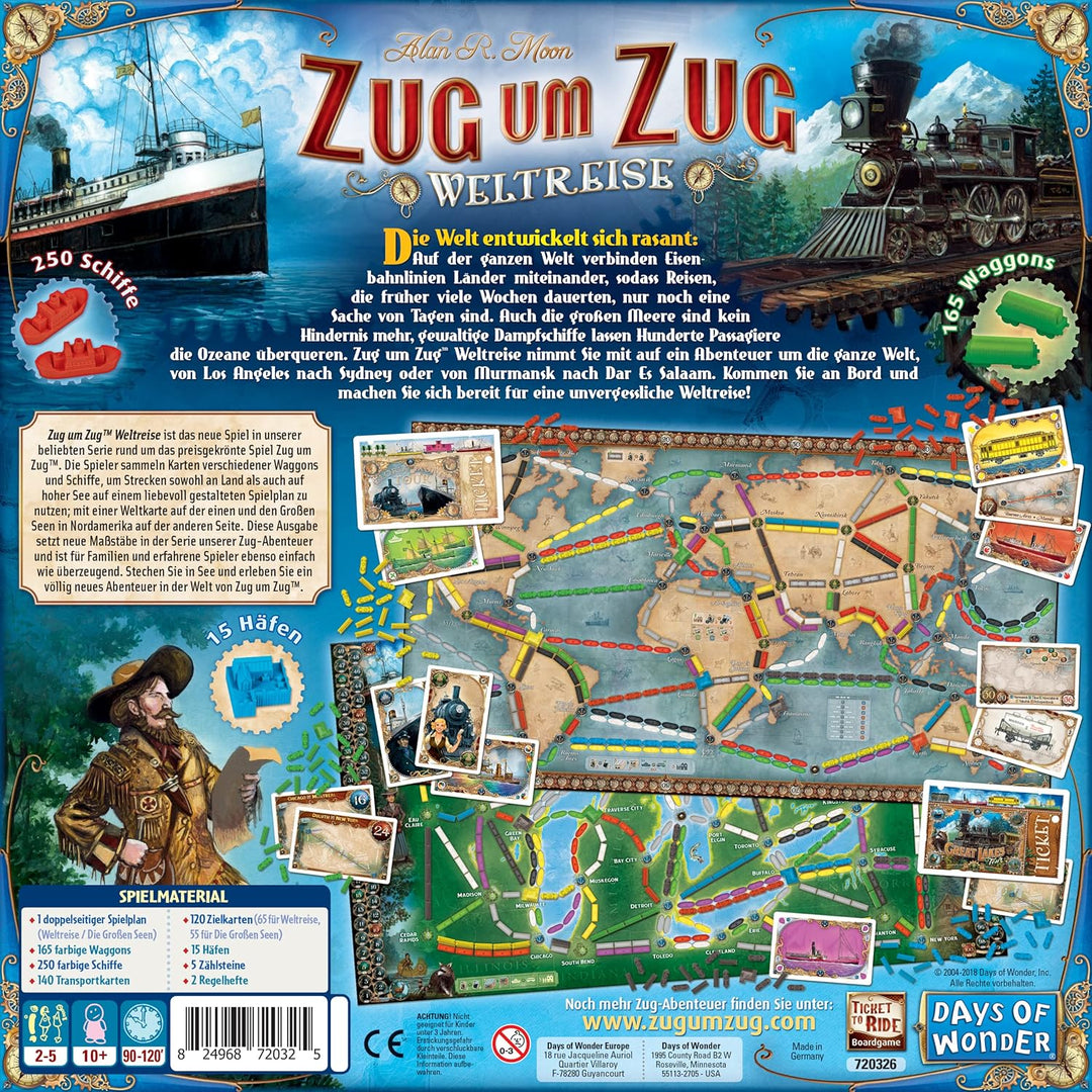 Days of Wonder | Zug um Zug – Weltreise | Familienspiel | Brettspiel | 2-5 Spieler | Ab 10+ Jahren |