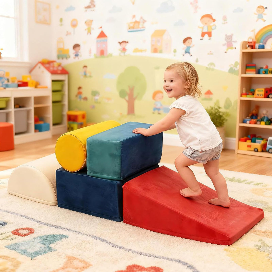 Schaumstoff Bausteine Kinder Klettern Indoor, 5 STK Softbausteine Riesenbausteine Spielbausteine, We
