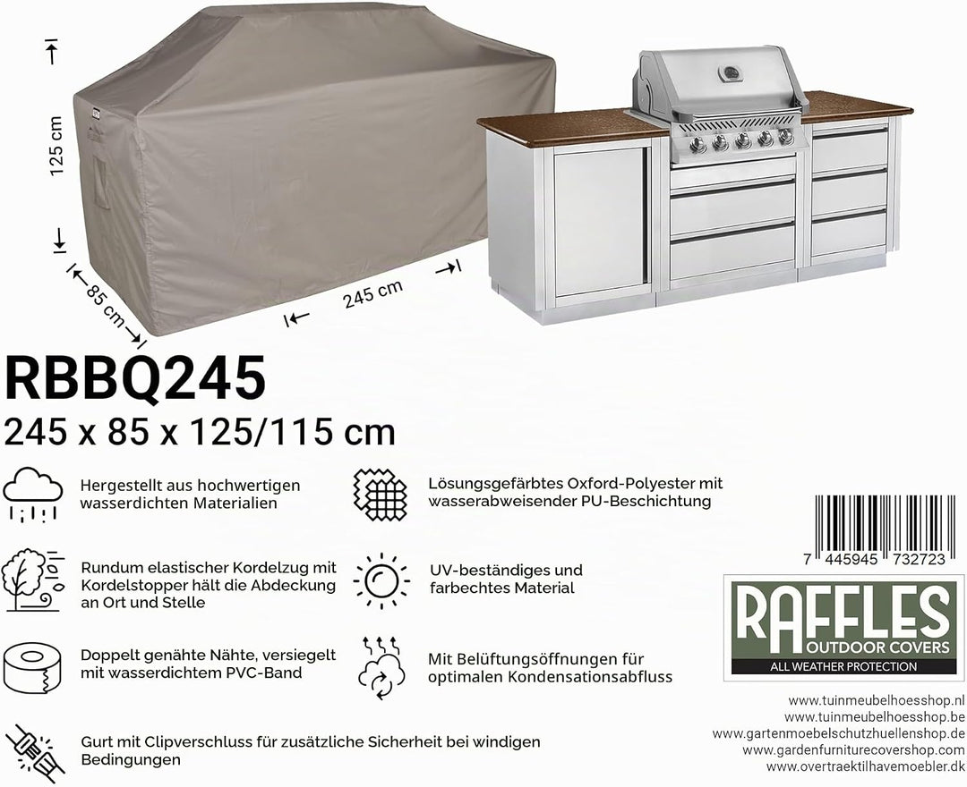 Schutzhülle Outdoor-Küchen 245 x 85 H: 125/115 cm | Atmungsaktiv | Wasserdicht | UV - beständig | Do