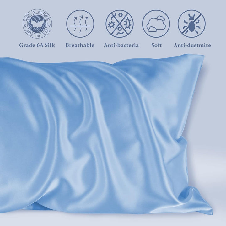 LULUSILK Kissenbezug für Haare und Haut, 100 % reine Seide, 16 Momme mit verdecktem Reissverschluss,