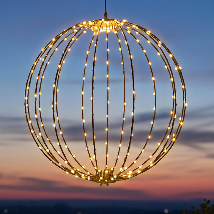 Leuchtkugel zum Hängen für Aussen 60 cm mit Timer und Stecker - 400 LED - Garten Dekoleuchte extra w