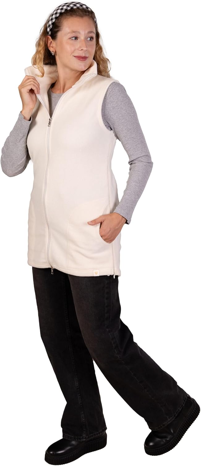 Viva la Mama - Trageweste aus Fleece, Winter Zusatzweste für Tragejacken - RERIK XL elfenbein - vorn