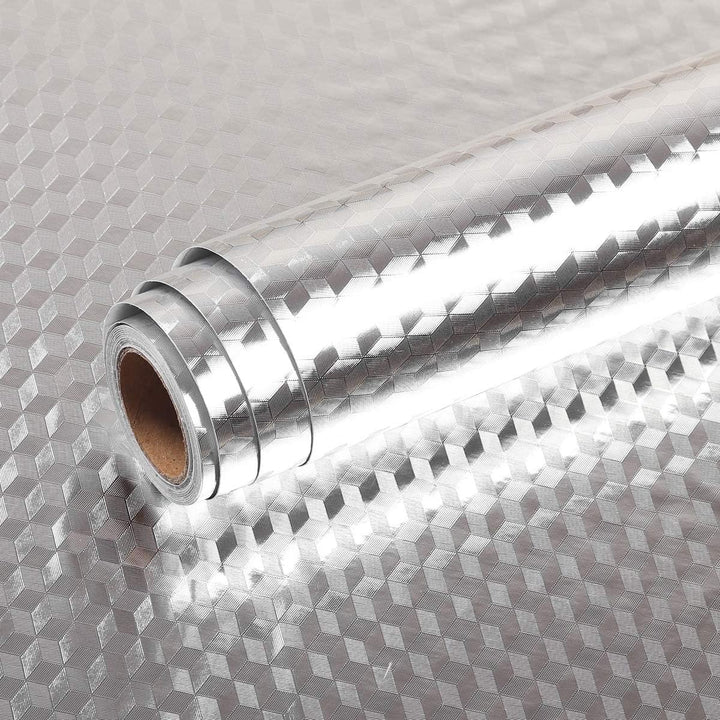 Livelynine 40CMX10M Klebefolie Silber Selbstklebend Hitzebeständig Folie Silberfolie Selbstklebende