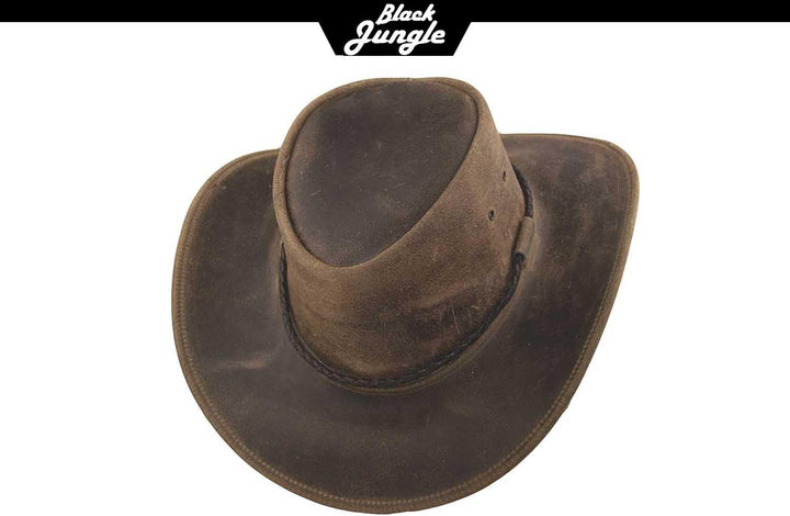 Black Jungle Kimbolton Lederhut, Westernhut, Australienhut, Cowboyhut S Charcoal, S Charcoal