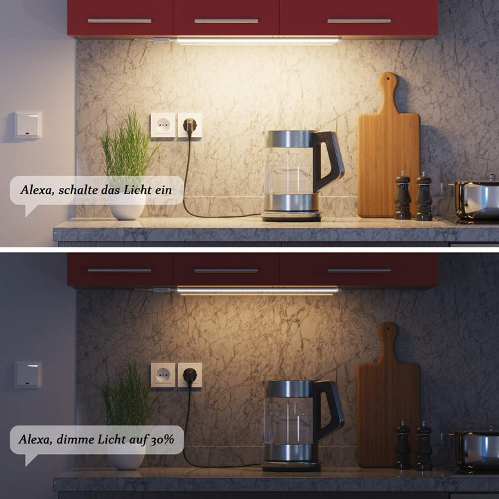 ledscom.de Smarte LED Unterbau-Leuchte SIRIS weiss matt mit WLAN-Controller, flach, Smart-Home, Alex