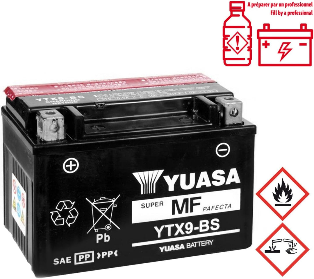 Yuasa YTX9-BS Wartungsfreie Batterie, 12V, 150mm x 87mm x 105mm