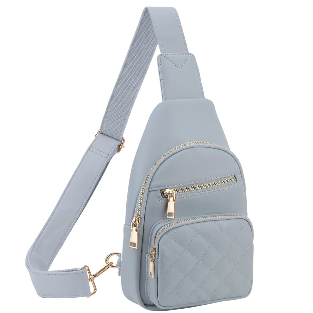VX VONXURY Brusttasche Damen, Vegan Leder Bauchtasche Umhängetasche Klein, Sling Bag mit Breiten Gur