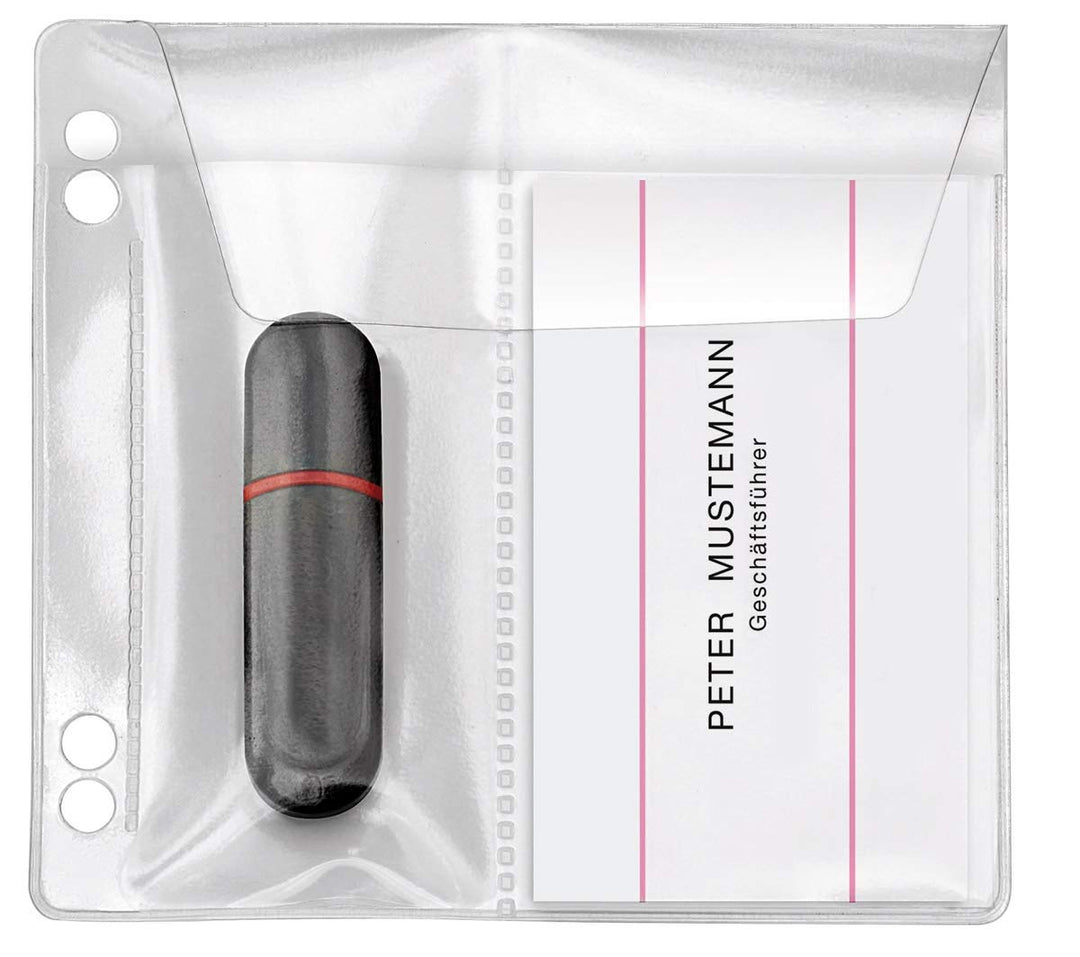 VELOFLEX 4377100 - USB-Stick-Hüllen zum Abheften, PVC-Folie, 10 x 10 cm, Visitenkartenhülle glasklar