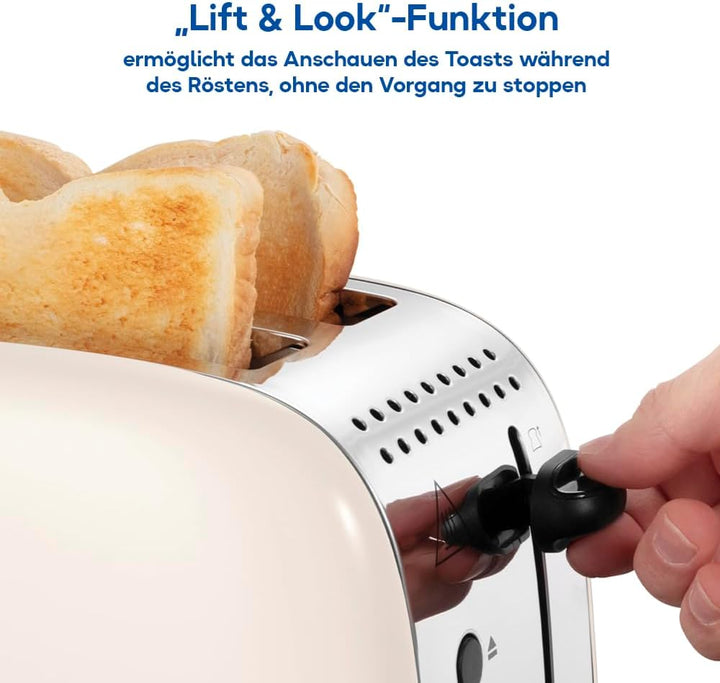Russell Hobbs Toaster [für 2 Scheiben] Colours Plus Jasmine (6 Bräunungsstufen, breite Toastschlitz,