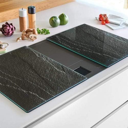 Zeller 26258 Herdabdeck-/Schneideplatten Schiefer, 2-er Set Glas, anthrazit, 52 x 30 x 0.8 cm, 2 Ein