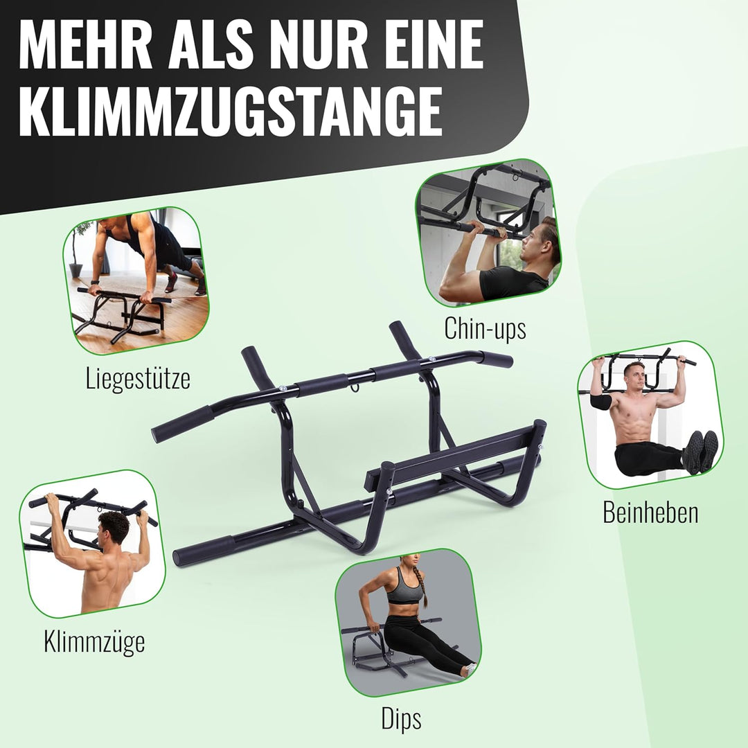 Klimmzugstange für Türrahmen, Ohne Bohren, 4 Griffmölichkeiten, Pull-up Bar für Türen von 60-90 cm m